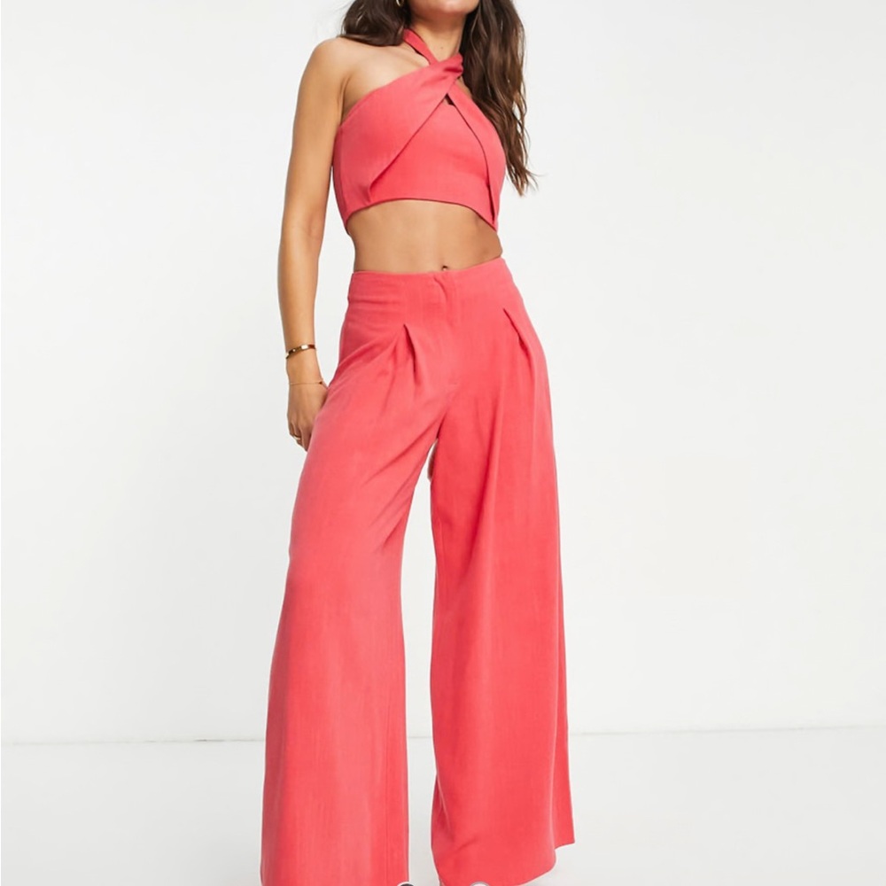 Coral Wide-Leg Pants